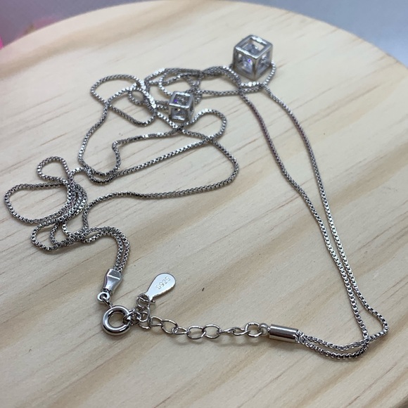 Sterling Silver 925 Double Cube Necklace - Picture 5 of 5